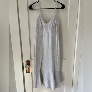 Women’s Banana Republic White/Navy Striped Flared Midi Dress (0)
